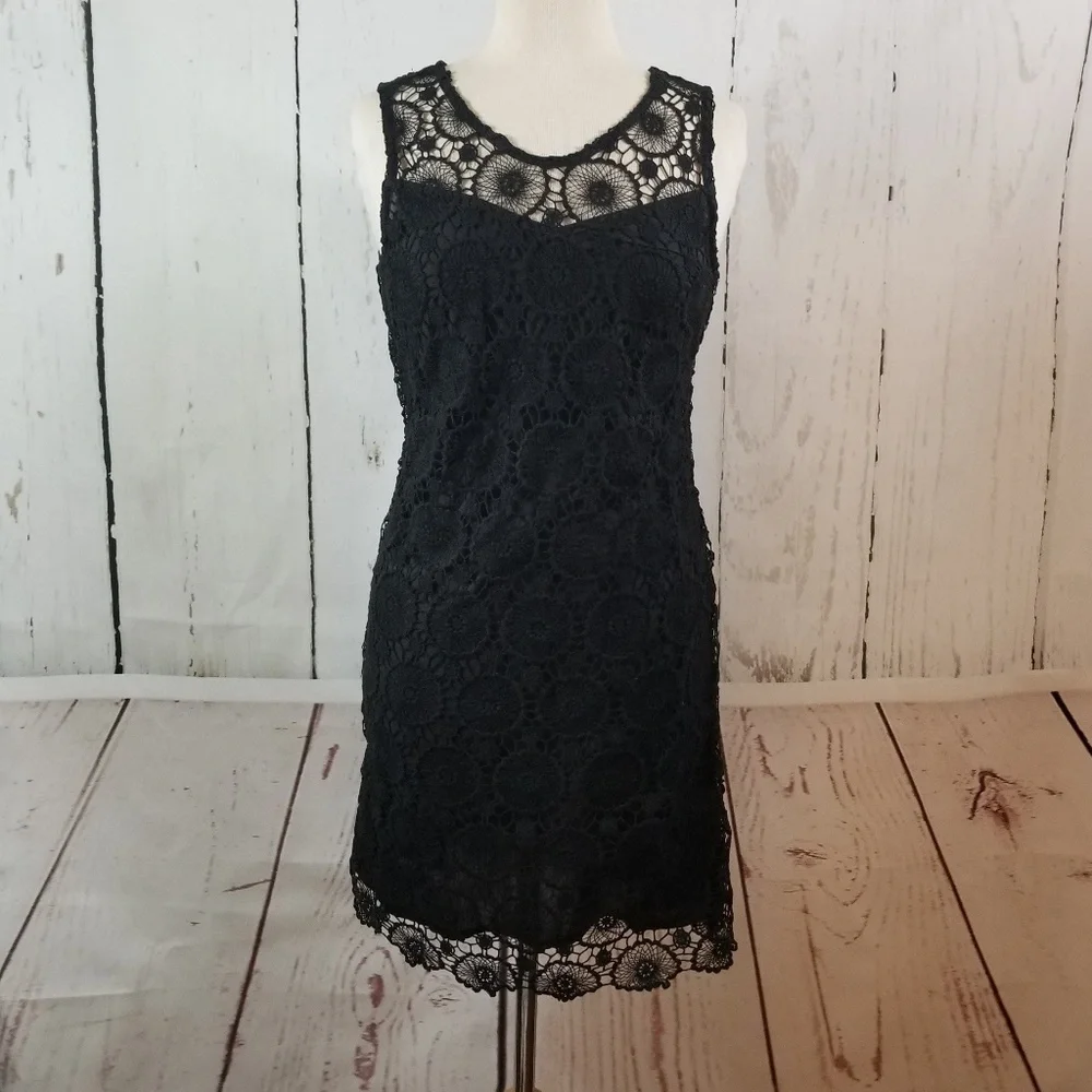 MUD PIE Mallory Crochet Dress Black - Picture 1 of 8